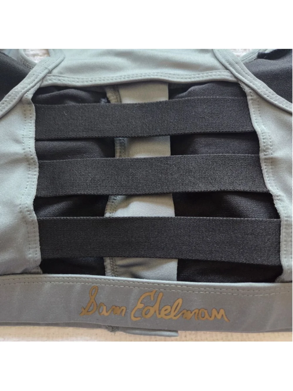 Women's Sam Edelman Green & Black Front Zip Sports Bra S